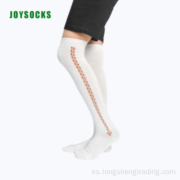 Calcetines de la señora florial de las rayas verticales de la rodilla